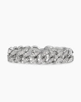 Curb Chain Bracelet in Platinum with Diamonds, 14.5mm